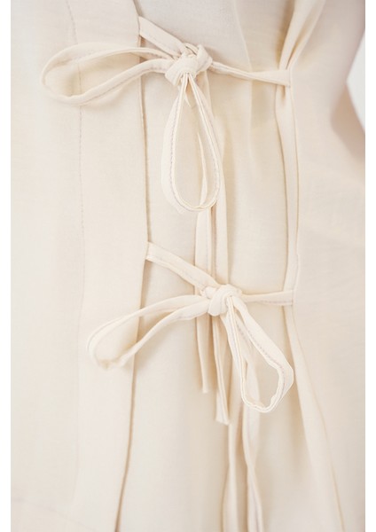 Kadın Kısa Kol Bağcıklı Ayrobin Ikili Takım 6741 - Krem indirimleri