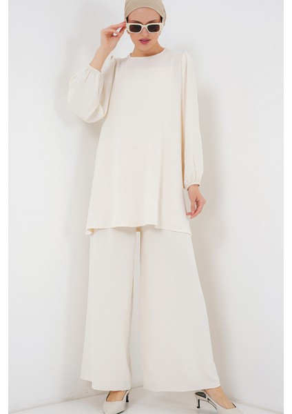 Ayrobin Tunik Pantolon Alt Üst Takım 6712 - Ekru