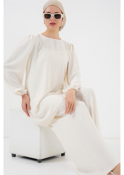 Ayrobin Tunik Pantolon Alt Üst Takım 6712 - Ekru