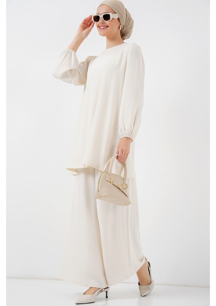 Ayrobin Tunik Pantolon Alt Üst Takım 6712 - Ekru
