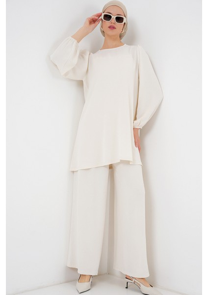 Ayrobin Tunik Pantolon Alt Üst Takım 6712 - Ekru