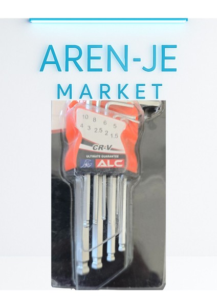 Aren-Je Alc Cr-V 9’lu Uzun Alyan Anahtar Seti – Bilyalı Uç, Krom Vanadyum Çelik
