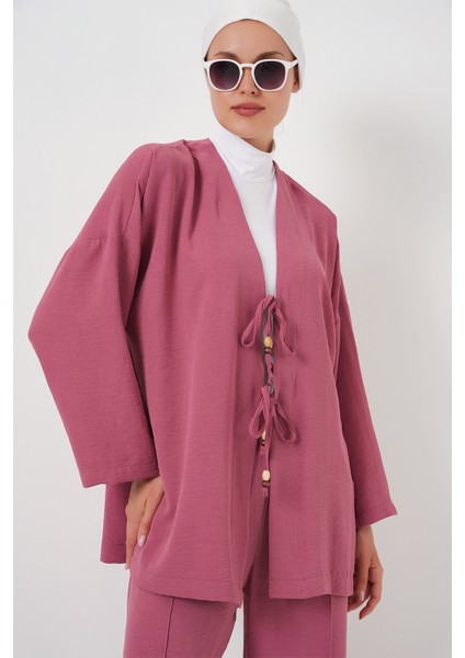 Kadın Ayrobin Kimono Pantolon Ikili Takım 6739 - Gül Kurusu