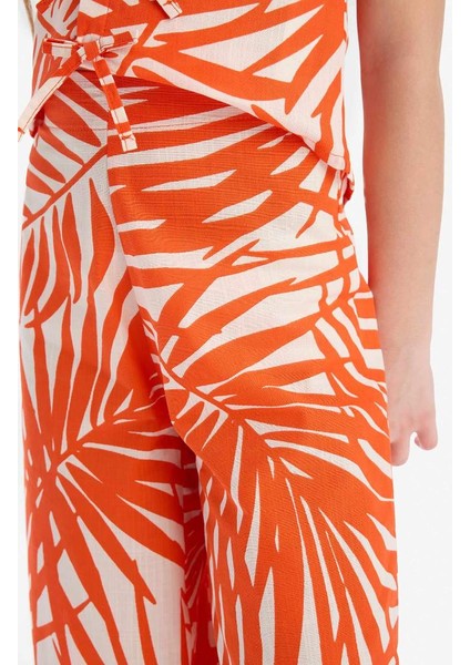 Yeni Sezon Kız Çocuk Wide Leg Geniş Paça Desenli Esnek Belli Pamuklu Pantolon indirimleri