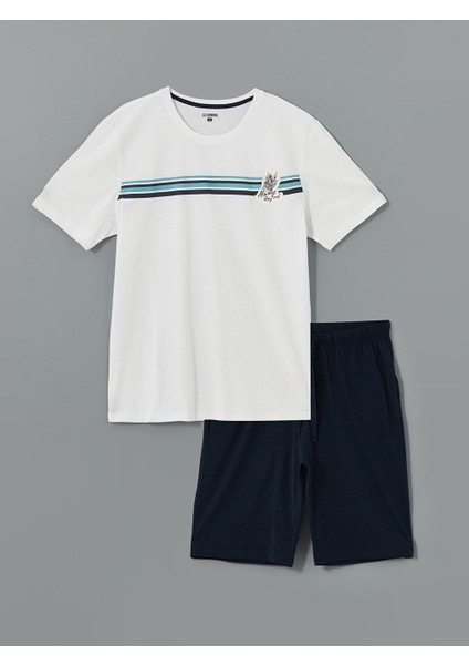 Yeni Sezon Standart Kalip Erkek Sortlu Pijama Takimi - S57106Z8