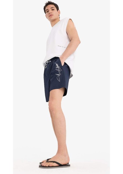 Yeni Sezon Regular Fit File Astarlı Kısa Boy Deniz Şortu modelleri