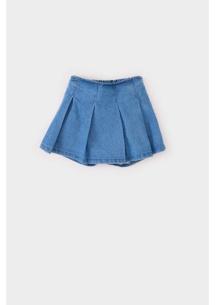 Yeni Sezon Kız Bebek 3'lü Takım Bebe Yaka Uzun Kollu Tişört Beli Lastikli Jean Şort Etek Külotlu Çorap fiyatları