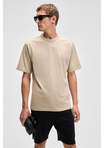 Catwalk Erkek %100 Pamuk Regular Fit Bej T-Shirt fırsatları