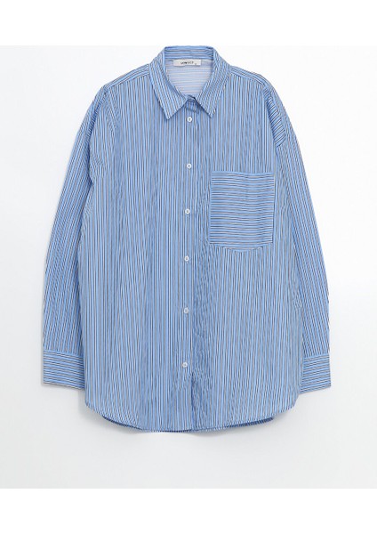 Yeni Sezon Cizgili Oversize Poplin Kadin Gomlek - S5L426Z8 indirimleri