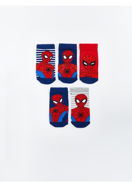 Yeni Sezon Spider-Man Desenli Erkek Cocuk Patik Corap 5'li - S5AA40Z4