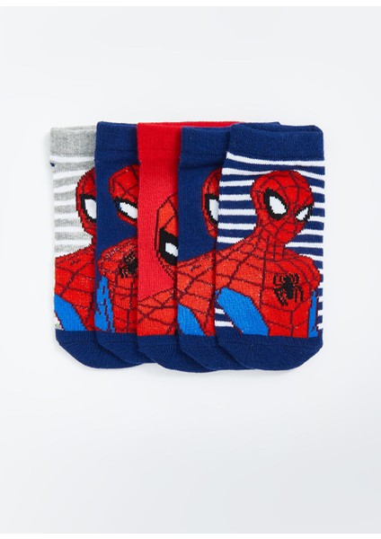 Yeni Sezon Spider-Man Desenli Erkek Cocuk Patik Corap 5'li - S5AA40Z4