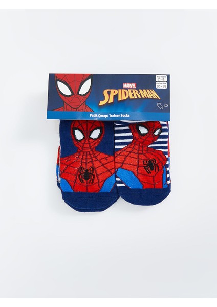 Yeni Sezon Spider-Man Desenli Erkek Cocuk Patik Corap 5'li - S5AA40Z4