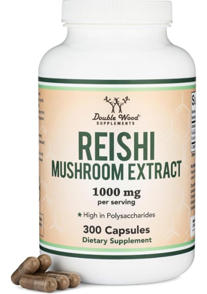 Reishi Mushroom Capsules Ganoderma Extract, 1000 mg Red Reishi 300 Capsul