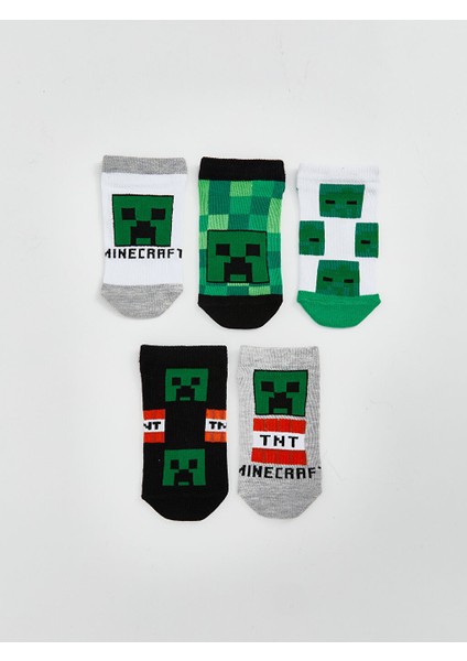 Yeni Sezon Minecraft Desenli Erkek Cocuk Patik Corap 5'li - S5JA38Z4
