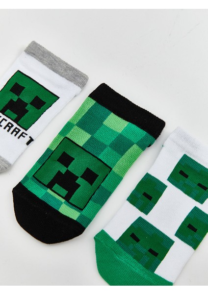 Yeni Sezon Minecraft Desenli Erkek Cocuk Patik Corap 5'li - S5JA38Z4