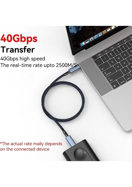 USB 4.0 Thunderbolt 3/4 Uyumlu Usb-C If Sertifikalı 240W 40GBPS 8k 60hz UHD Hızlı Şarj, Data ve Gör