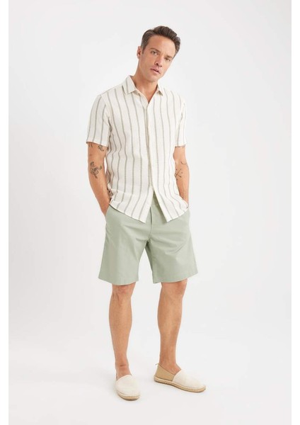 Yeni Sezon %100 Pamuk Regular Fit Gabardin Bermuda Şort