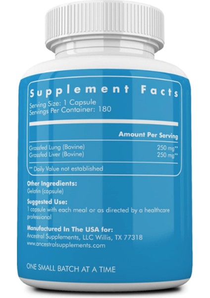 Grass Fed Beef Lung, 500 mg Lung And Liver, Respiratory, Vascular, And Circulatory Health, Non-Gmo 180 Capsules fiyatları