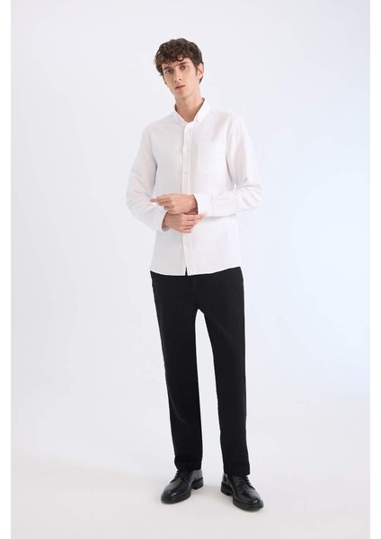 Yeni Sezon %100 Pamuk Yazlık Jogger Pantolon Regular Fit Normal Kesim Keten Görünümlü Düz Paça Cepli