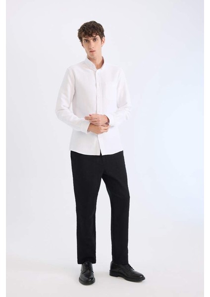 Yeni Sezon %100 Pamuk Yazlık Jogger Pantolon Regular Fit Normal Kesim Keten Görünümlü Düz Paça Cepli