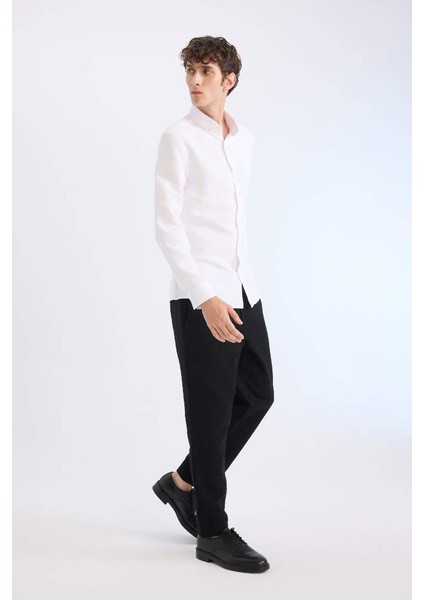 Yeni Sezon %100 Pamuk Yazlık Jogger Pantolon Regular Fit Normal Kesim Keten Görünümlü Düz Paça Cepli