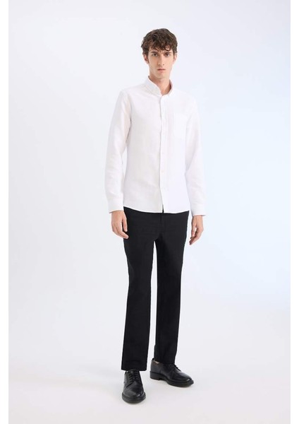 Yeni Sezon %100 Pamuk Yazlık Jogger Pantolon Regular Fit Normal Kesim Keten Görünümlü Düz Paça Cepli