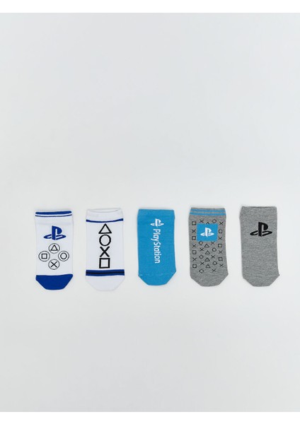 Yeni Sezon Playstation Desenli Erkek Cocuk Patik Corap 5'li - S5JA18Z4