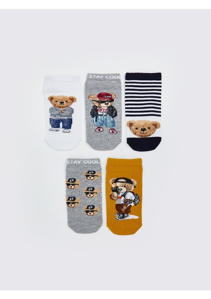 Yeni Sezon Ayi Teddy Desenli Erkek Cocuk Patik Corap 5'li - S5BV97Z4