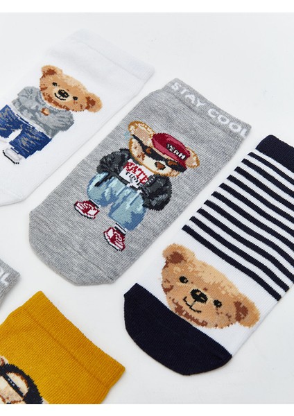 Yeni Sezon Ayi Teddy Desenli Erkek Cocuk Patik Corap 5'li - S5BV97Z4