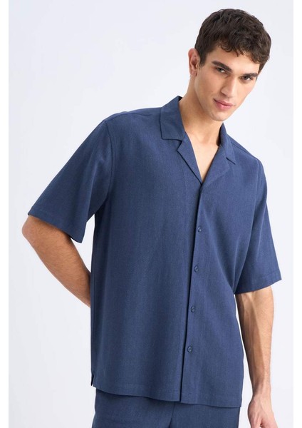 Relax Fit Polo Yaka Pamuklu Yazlık Kısa Kollu Gömlek D8875AX25SM fiyatları