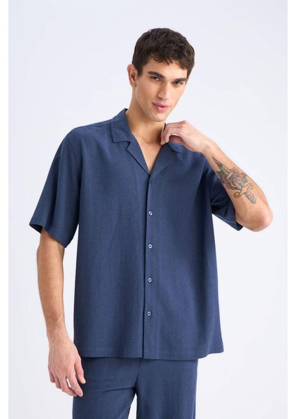 Relax Fit Polo Yaka Pamuklu Yazlık Kısa Kollu Gömlek D8875AX25SM modelleri