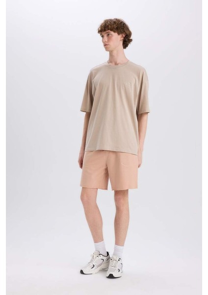 Yeni Sezon %100 Pamuk Slim Fit Dar Kesim Dar Paça Cepli Basic Düz Şort