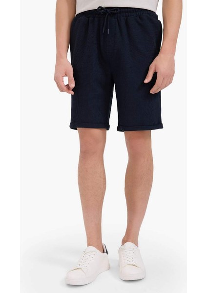 Yeni Sezon Regular Fit Dokulu Basic Düz Bermuda Şort