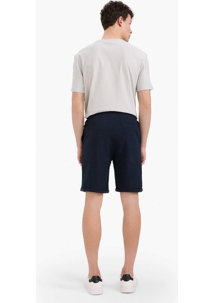Yeni Sezon Regular Fit Dokulu Basic Düz Bermuda Şort