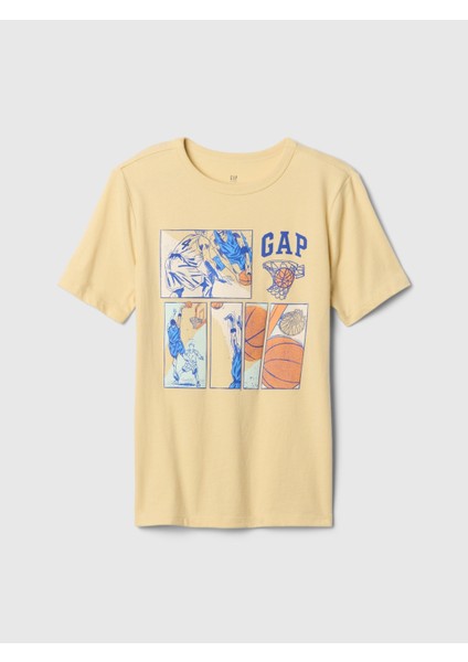 Erkek Çocuk Sarı Gap Logo Grafikli T-Shirt