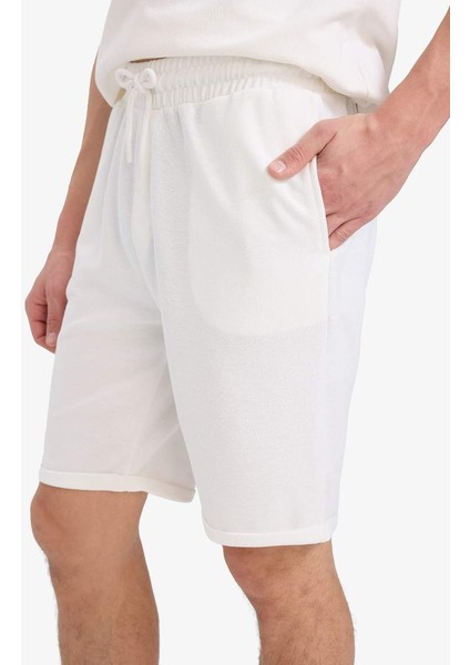 Yeni Sezon Regular Fit Dokulu Basic Düz Bermuda Şort