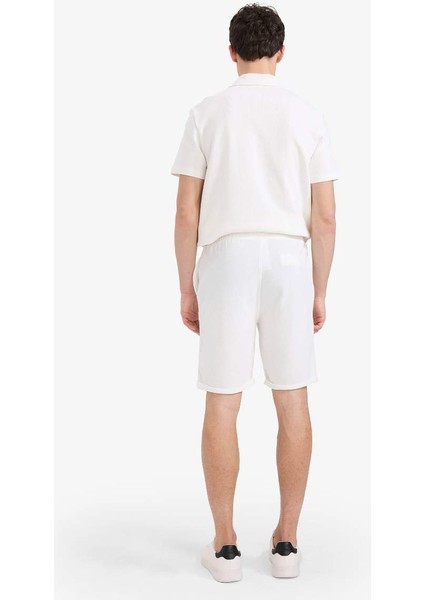 Yeni Sezon Regular Fit Dokulu Basic Düz Bermuda Şort