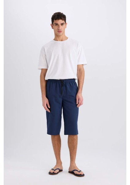 Yeni Sezon Long Fit File Astarlı Uzun Boy Kargo Cep Deniz Şortu