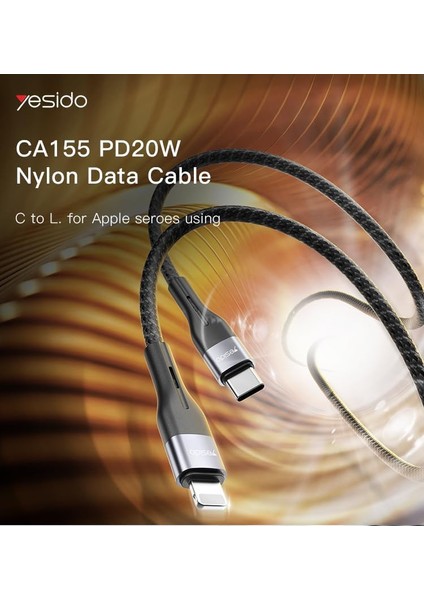 USB C Yıldırım Naylon Kablo, 3.2ft, 20W USB C Apple Hızlı Şarj Kablosu, Apple iPhone 15/14/13/12/11 Pro Max, Macbook, Samsung, Android Için 480 Mbps'ye Kadar Tarih Iletimleri