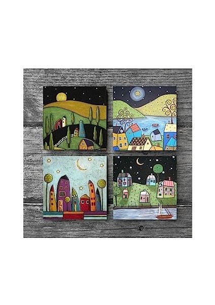 Minimalist Bohem Taş Bardak Altlığı Seti - 4 Parça - Dekoratif, Rustik Mutfak Aksesuarı, 10X10 Cm, Kaydırmaz Tabanlı, Şık ve Dayanıklı SC148