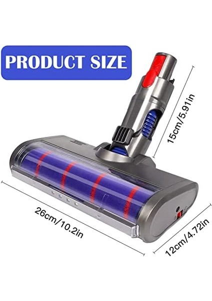 Dyson Uyumlu V7/V8/V10/V11/V15 Dik Süpürge Turbo Rulo Fırça Emici Yer Başlığı