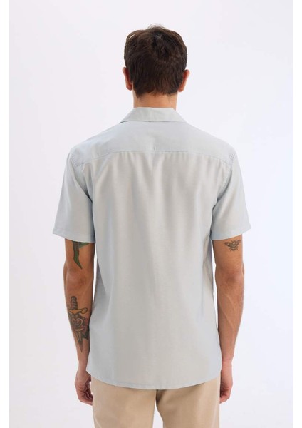 Yeni Sezon Modern Fit Yazlık Polo Yaka Basic Düz Kısa Kollu Gömlek indirimleri