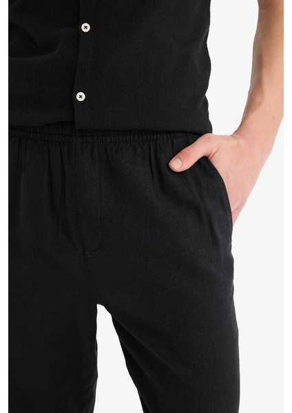 Yeni Sezon Relax Fit Rahat Kesim Dar Paça Keten Karışımlı Yazlık Pantolon