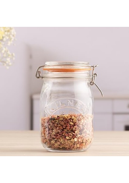 Saklama Kutusu, Yuvarlak, Yaylı Kilitli 1 Liter KLR_0025.491V_CLR 1