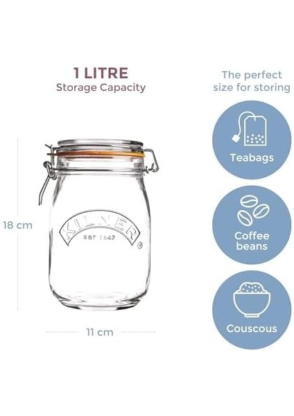 Saklama Kutusu, Yuvarlak, Yaylı Kilitli 1 Liter KLR_0025.491V_CLR 1
