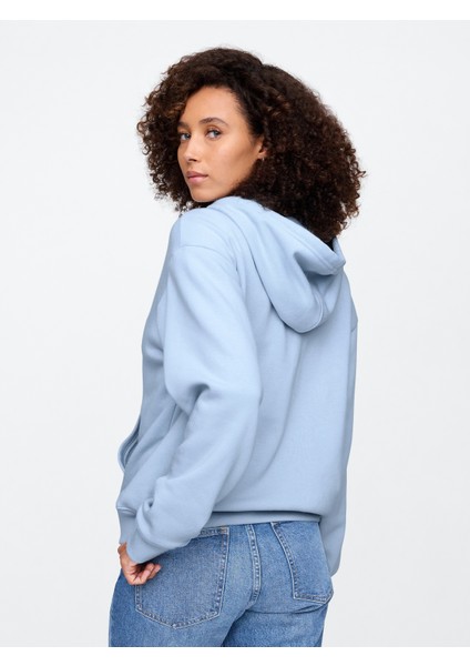 Kadın Mavi Gap Logo Fleece Fermuarlı Sweatshirt indirimleri