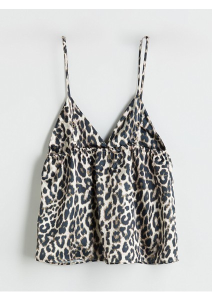 Yeni Sezon V Yaka Leopar Desenli Askili Kadin Pijama Takimi - S5I076Z8 modelleri