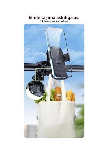 NR76 Motor ve Bisiklet Telefon Tutucu Tek El Kullanım Pazar Poşeti Askılıklı modelleri