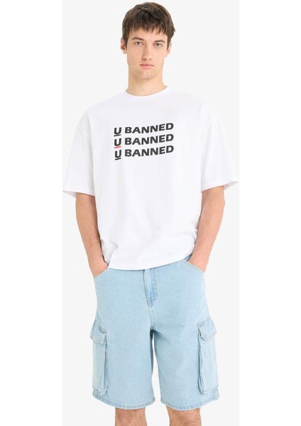 Yeni Sezon %100 Pamuk Kargo Fit Jean Bermuda Şort