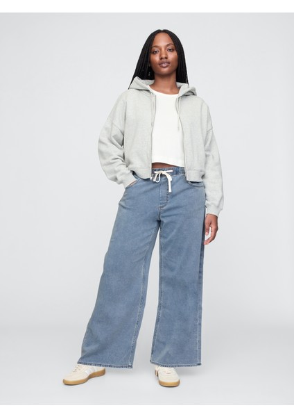 Kadın Mavi Mid Rise Easy Baggy Jean Pantolon indirimleri